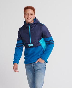 Superdry Polar International Overhead Férfi Kapucnis Pulóver Sötétkék | PKGZJ9873